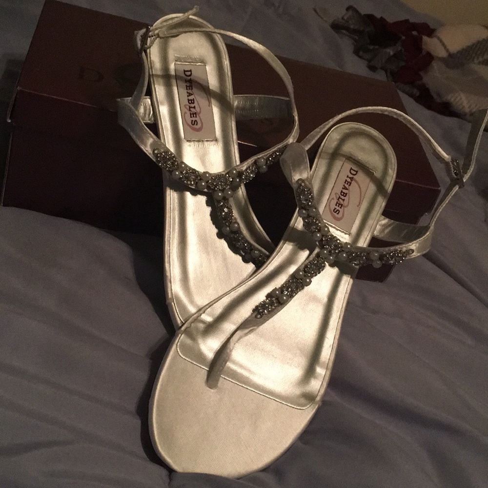 Silver jeweled flat Sandals - David’s Bridal